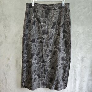 Bice Women's Sz 14 Gray Paisley Maxi Skirt Rayon lined 36in Long